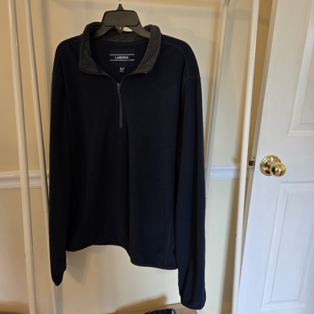 Lands End XLT. Extra large tall. Quarter zip navy fleece pullover.